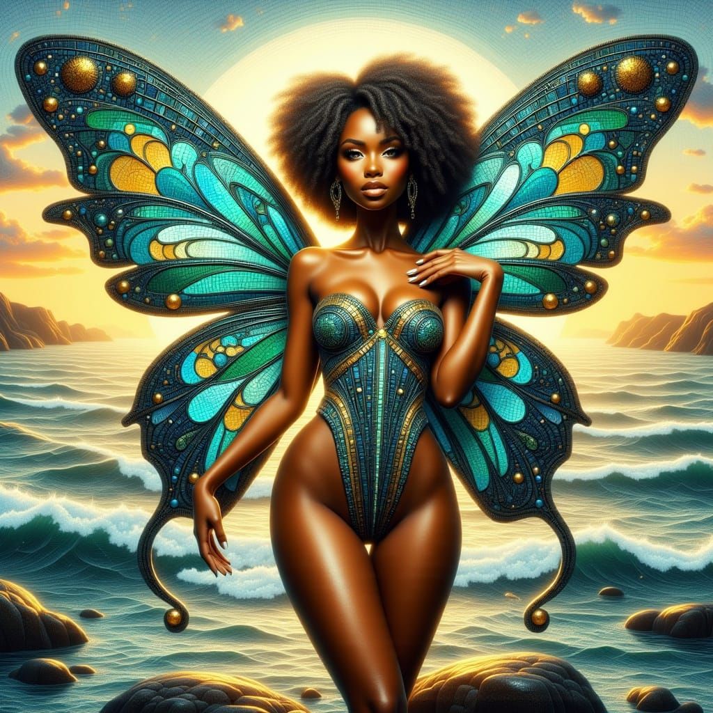 <lora:WINGS IN BEAUTY:1.0> <lora:MOSAIC IN BEAUTY:1.0> Beautiful mosaic wings, elegance, jaw dropping scene, sinister, teal silver yellow,, ...