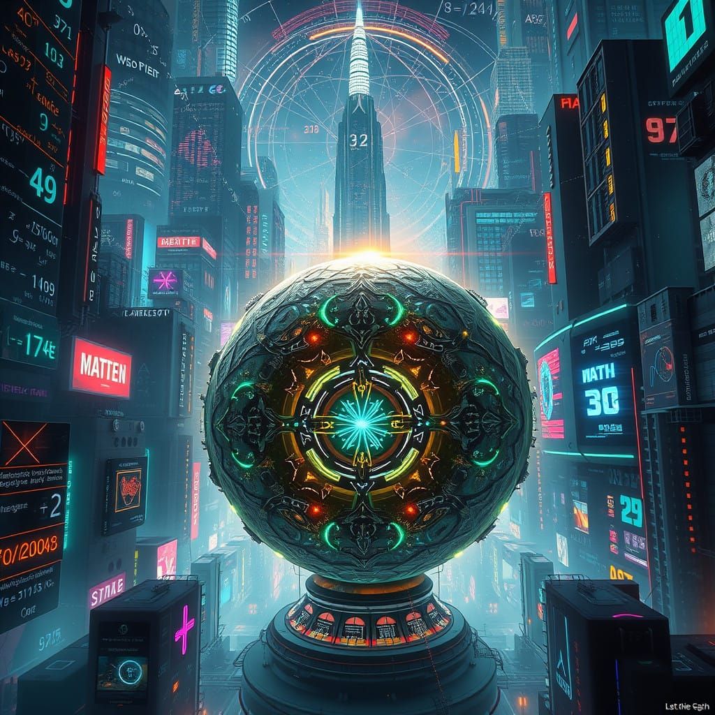Futuristic Cityscape Unveiling the Code of the Universe