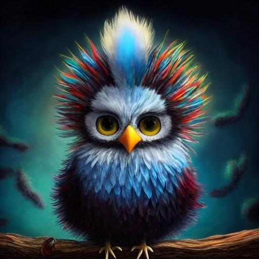 Cute and fluffy tiny baby bird by Andy Kehoe and Tim Burton. Big sad ...