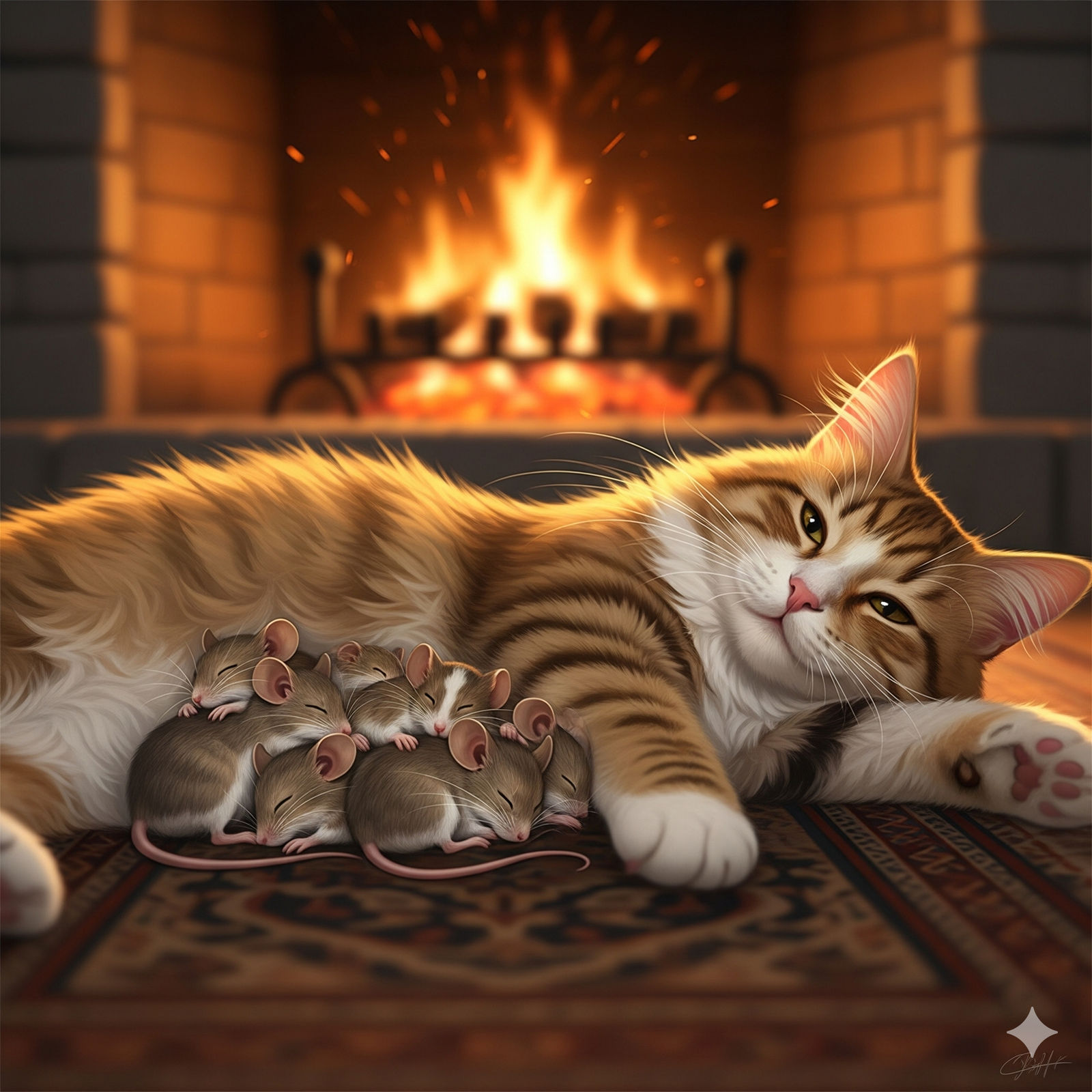 Relaxing after a hard day's chasing.