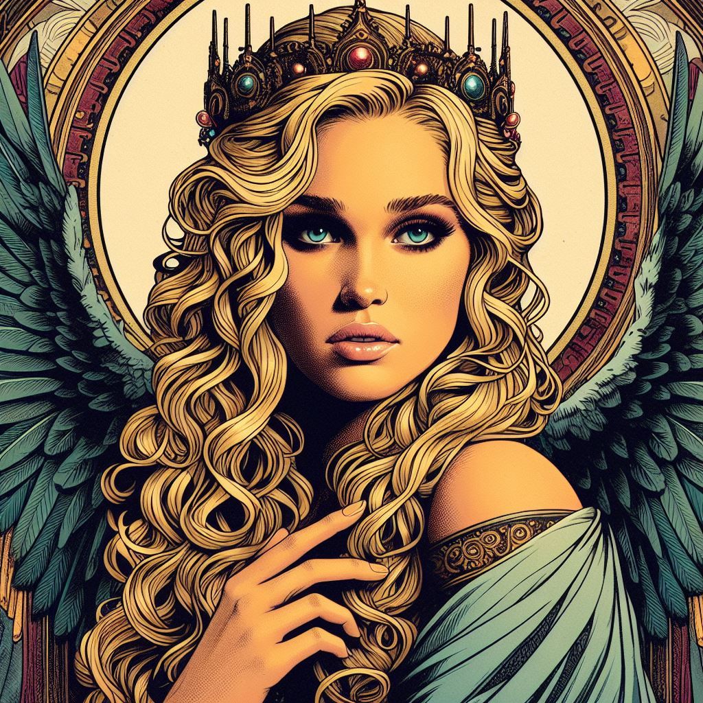 Clarke Griffin as a goddess of death, art nouveau