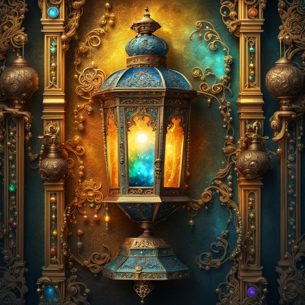 art masterpiece, baroque style, portrait of a magical street lantern ...