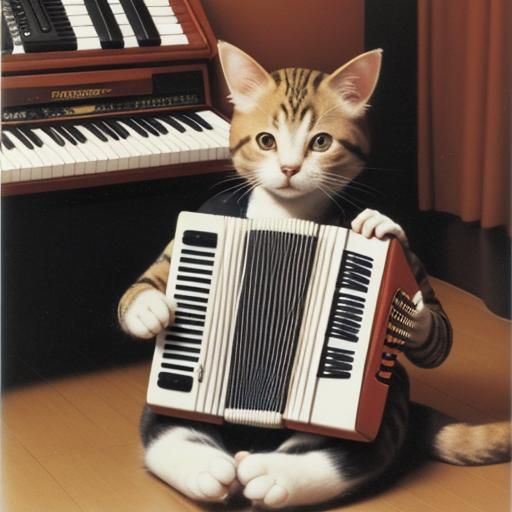 Cat playing accordion AI Generated Artwork NightCafe Creator