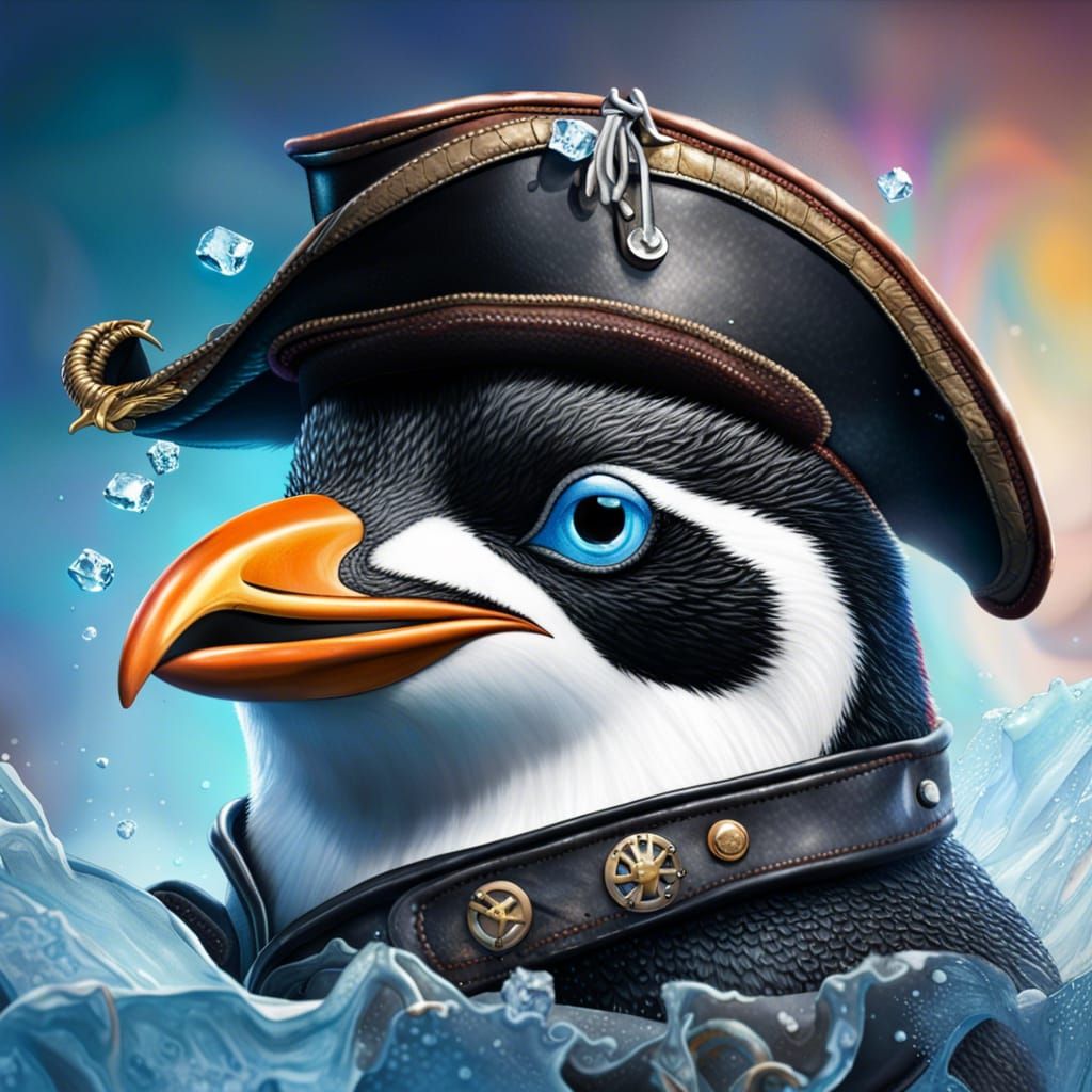 Pirate penguin goes for a swim