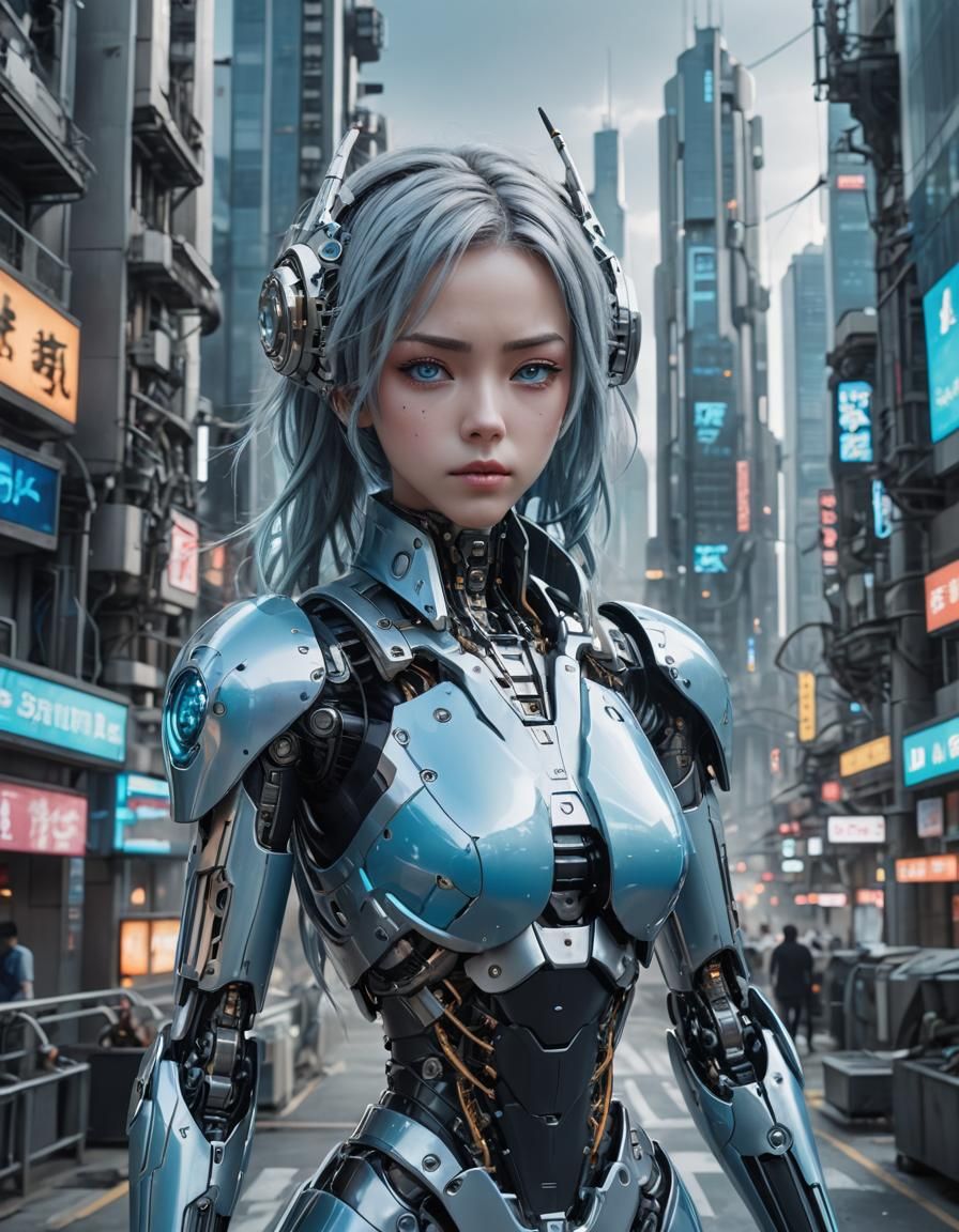 An anime-styled female mechanical android. - AI Generated Artwork ...