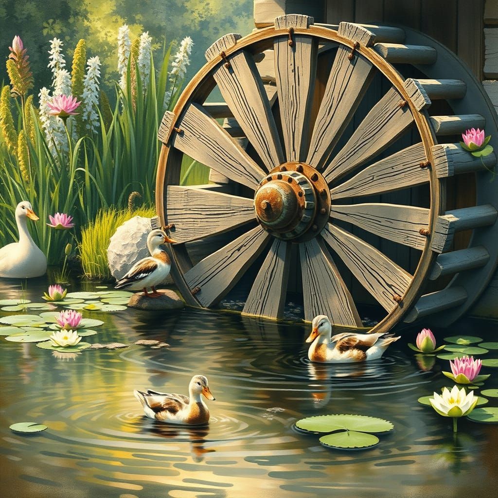 The ducks love hanging out around the old waterwheel…  by @BlueMoon
