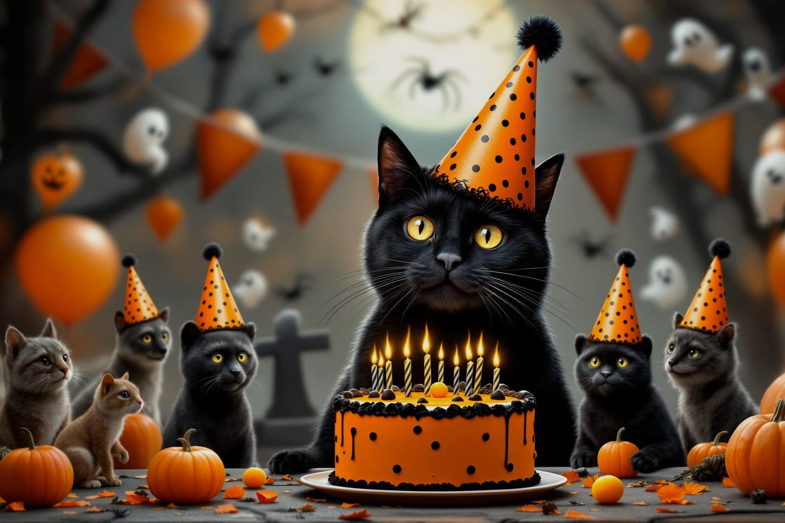 Spooky Birthday Party for Jinx the Black Cat   by @Gary Murakami