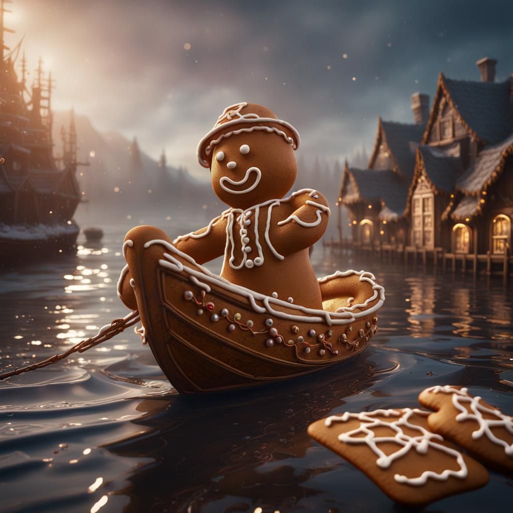 Gingerbread man made of a boat