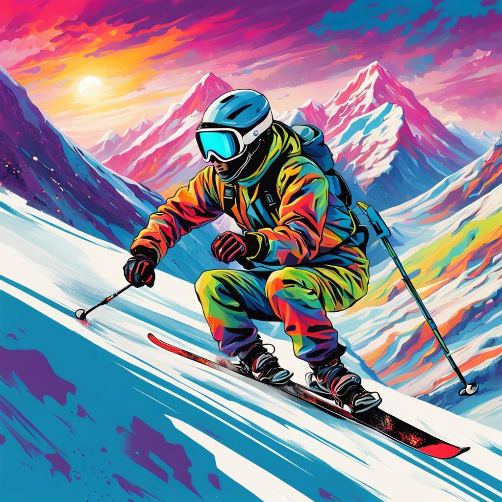 apocalyptic downhill alpine skiing dream logic surreal psychedelic