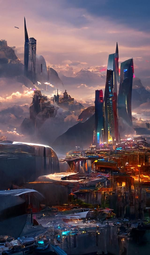 Beautiful architectural of a desolated majestic futuristic t...