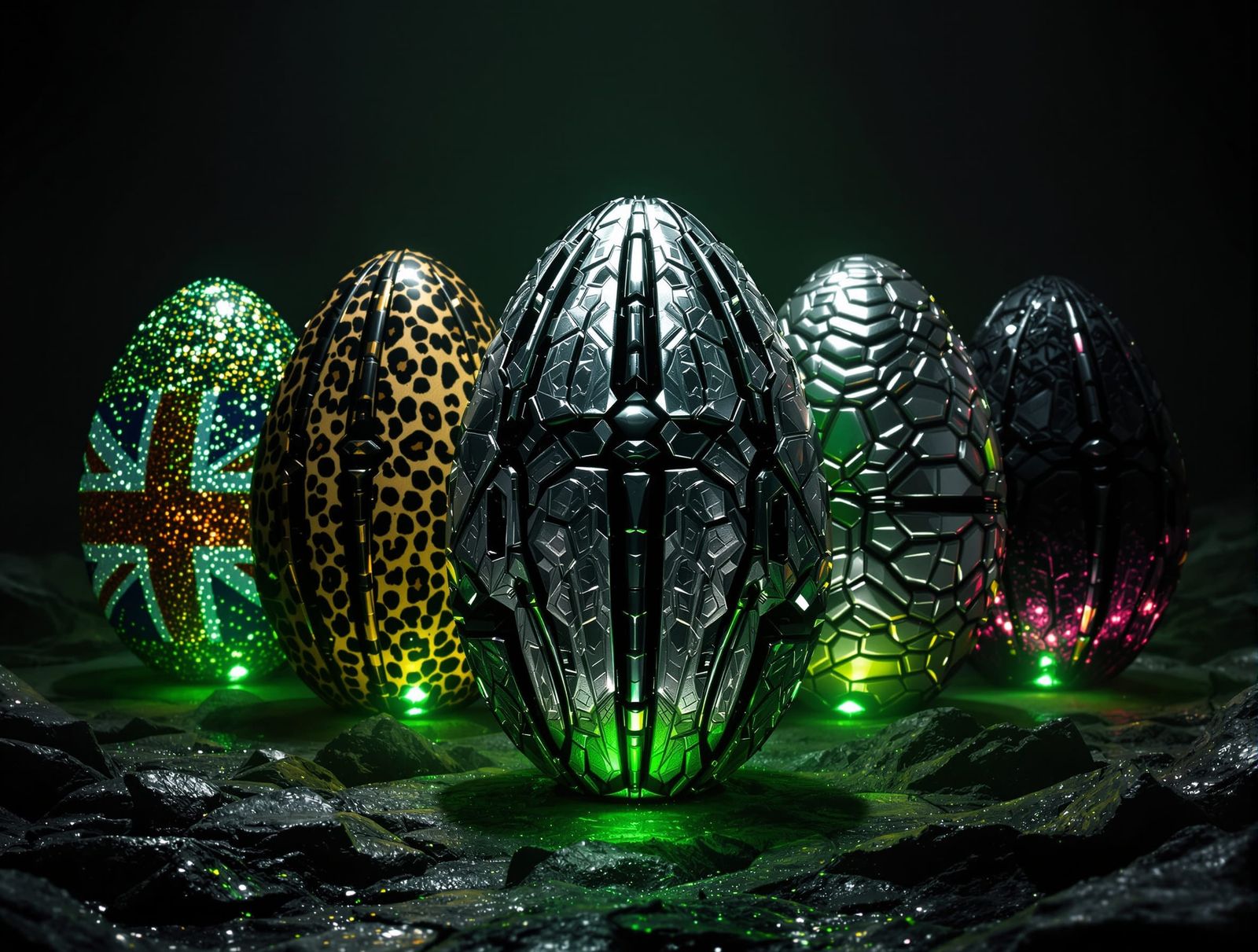 Xenomorph Spice Girls Eggs in Bioluminescent Hive Chamber