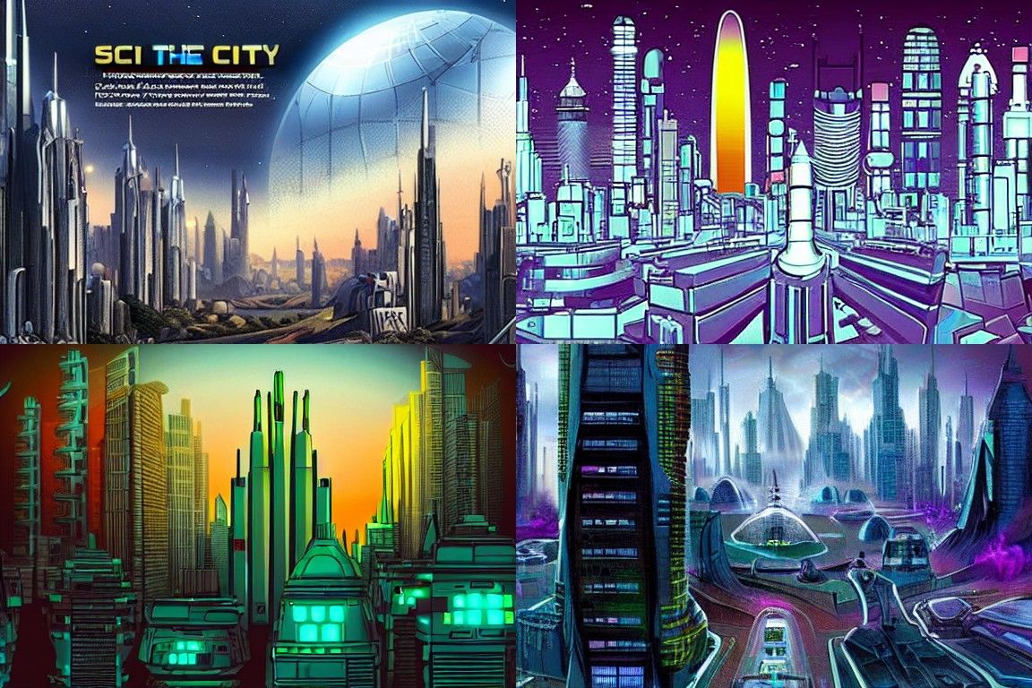Sci-fi city in the style of Tachisme
