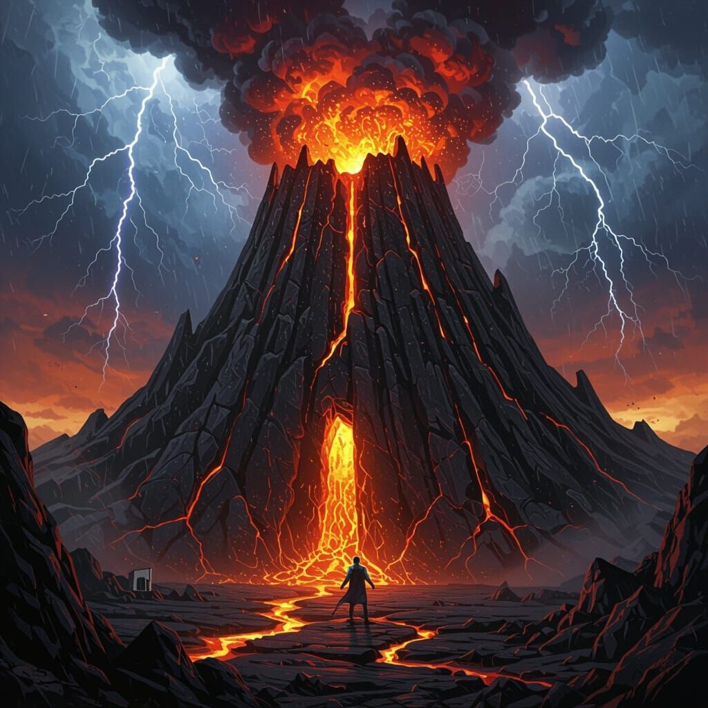 An ancient, moss-covered stone golem awakens in a bioluminescent mushroom forest. Ethereal light filters through the dense canopy, illuminat... - Start Image 2