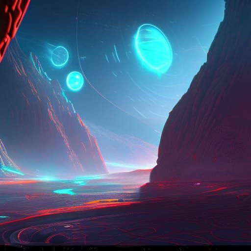 Neon Lit Alien Planet