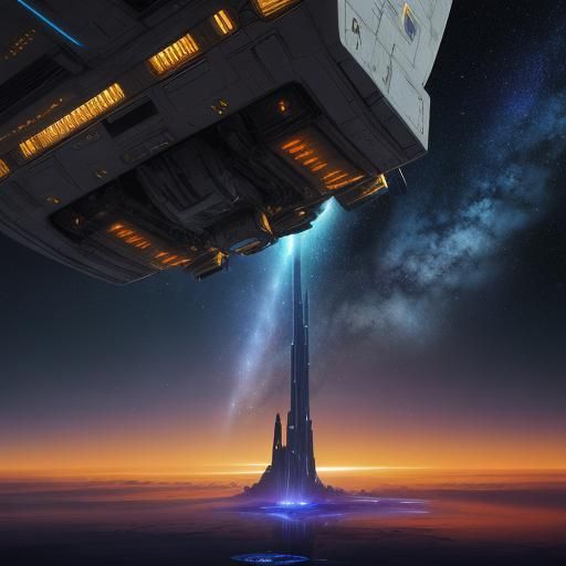 Interstellar Spaceship Hull Detailed Close-Up in Cosmic Wond...