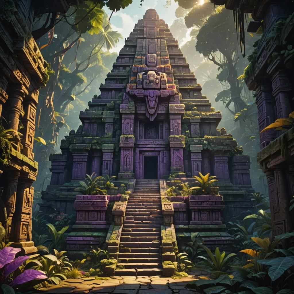 Aztec temple in jungle