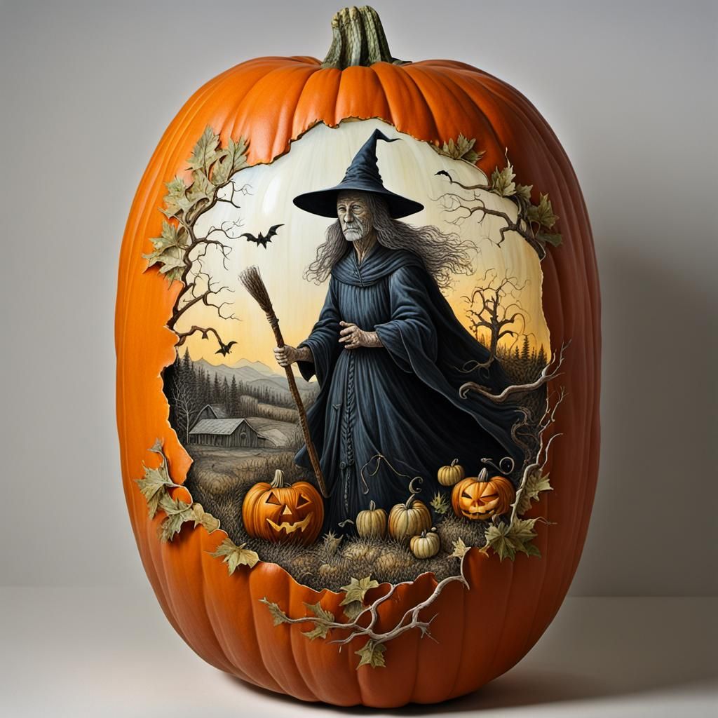 Halloween pumpkin witch