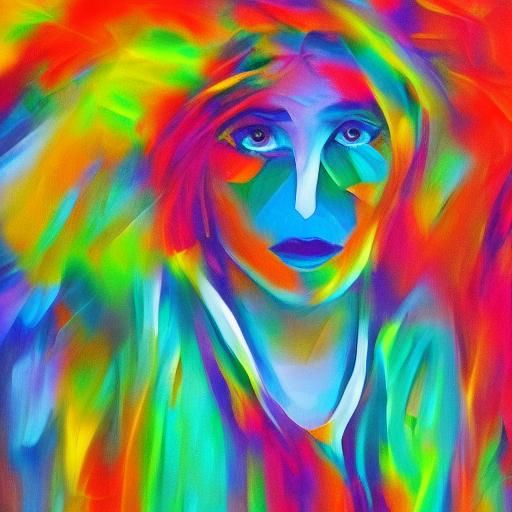 Woman in Neon Nightclub: Low-Poly Fauvist Digital Art