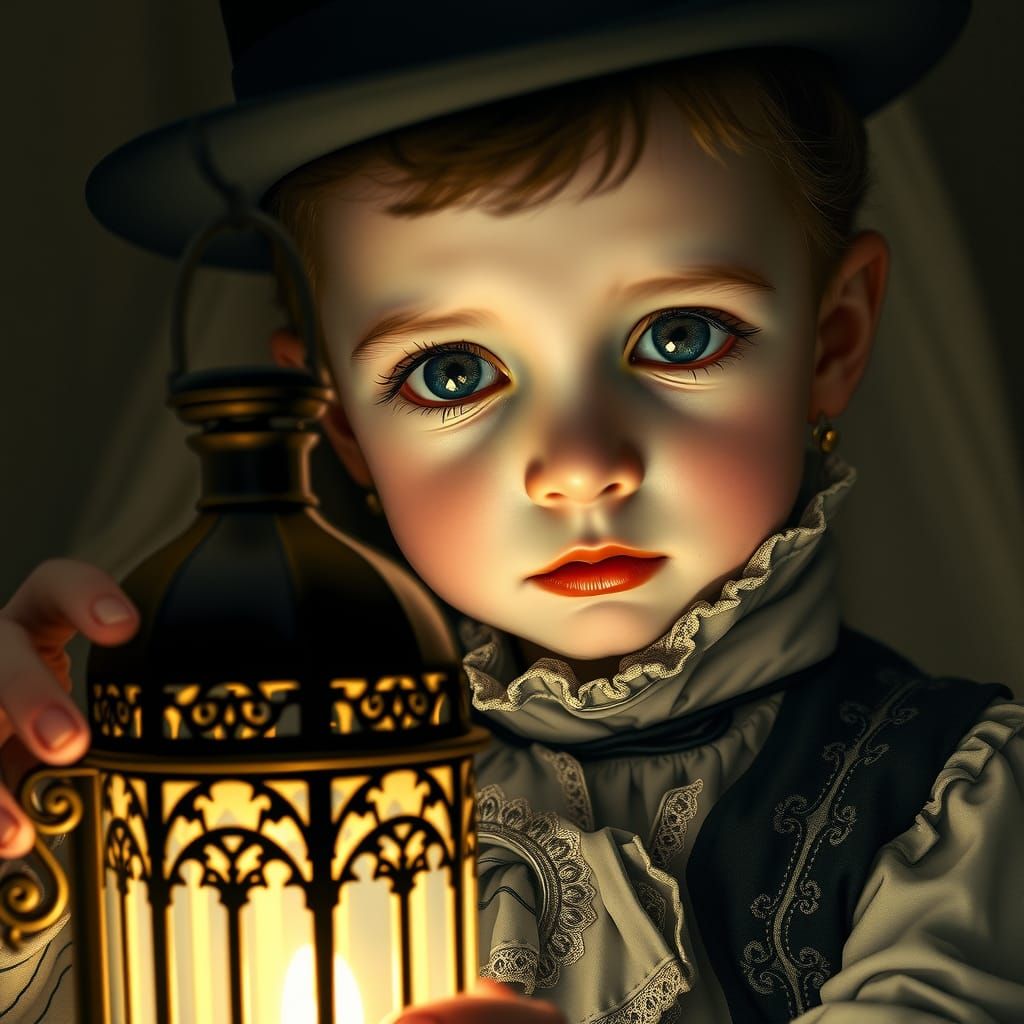 Close-up portrait of a Victorian child  by @wakalog