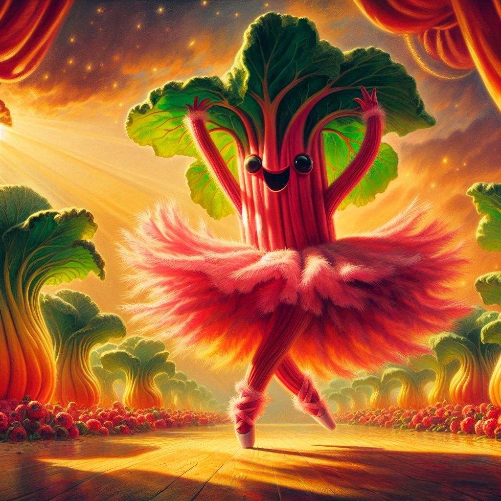 rhubarb, fruit with a face