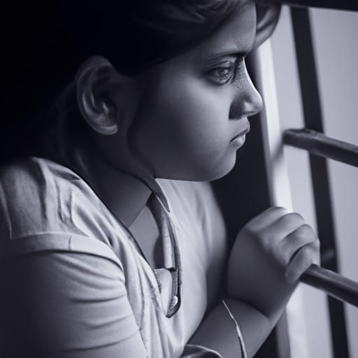 A girl gazing outside the window