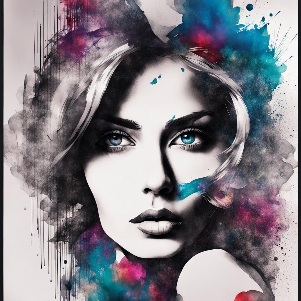 Exquisite ink woman's face - AI Generated Artwork - NightCafe Creator