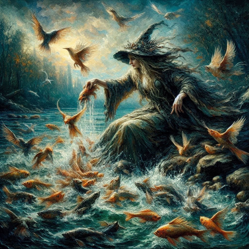 River witch mixing birds and fish