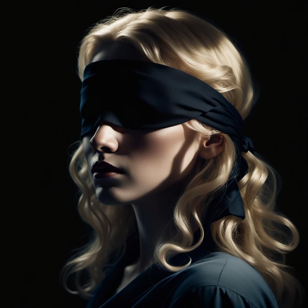 Cinematic photo of blindfolded woman with curly blonde hair - AI Generated  Artwork - NightCafe Creator