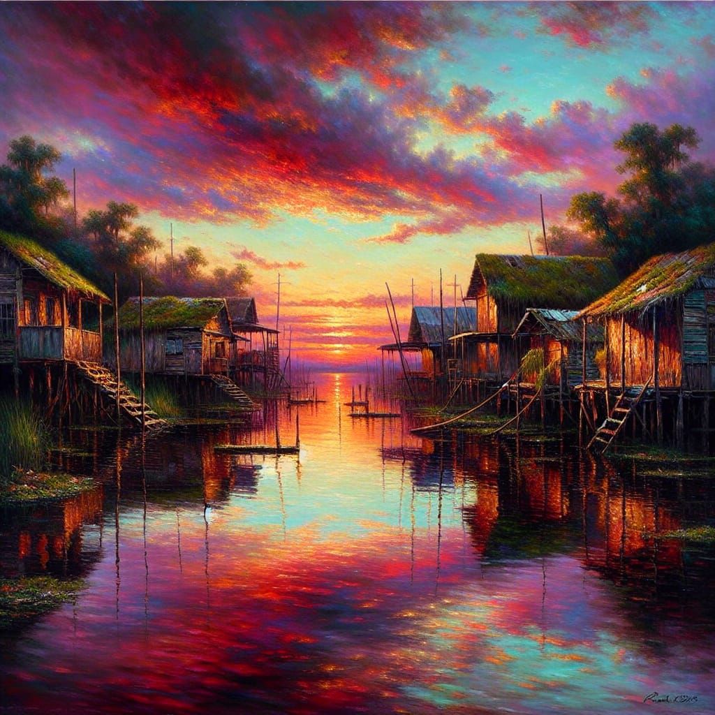 Sunset in the Bayou