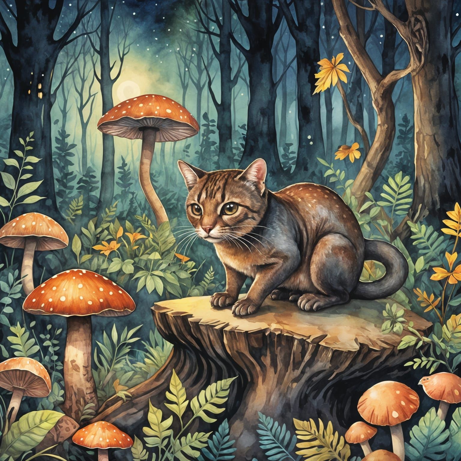 Cute Storybook Illustration,  Horrorcore, Moebius, Jaguarundi   by @Angel