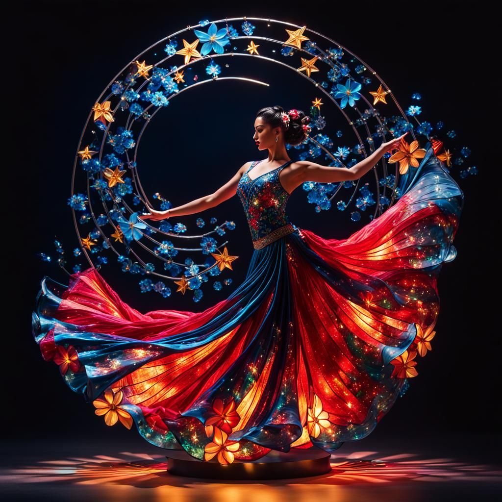 A graceful Flamenco dancer crafted out of stained glass!  by @CreditonJules