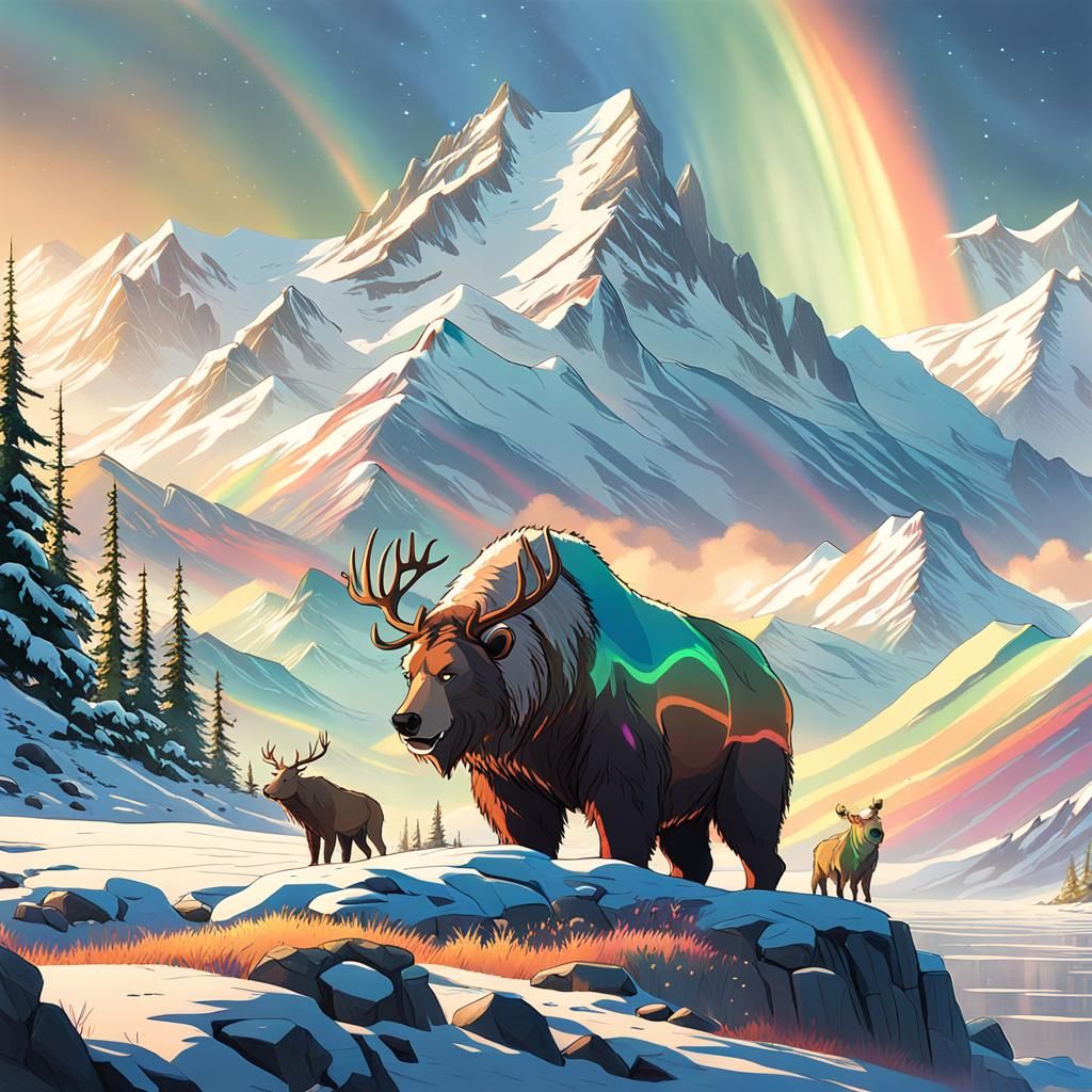 brother bear inuit tribal bear elk mammoth adventure sunset mountains
