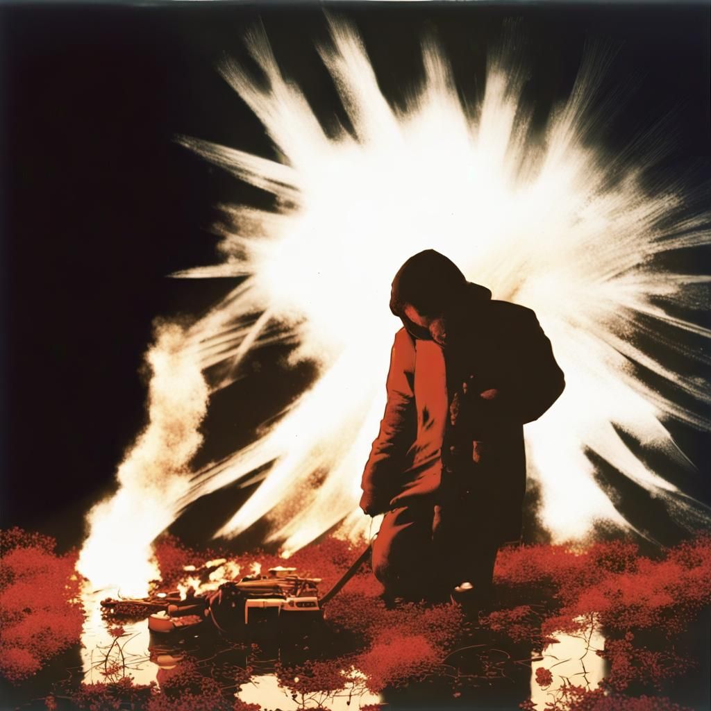 Apocalyptic Dot Matrix Landscape: Trees Through Smoke