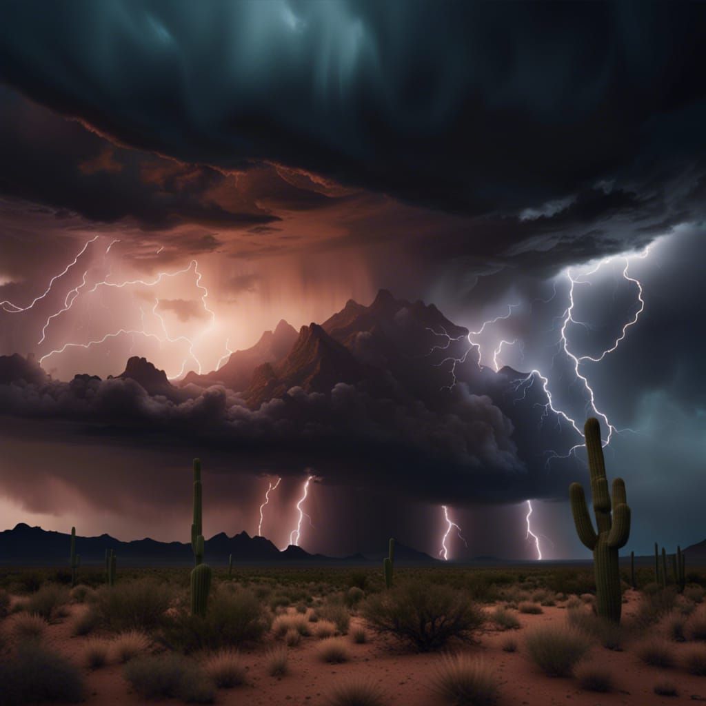 Thunderstorm in the Arizona desert - AI Generated Artwork - NightCafe ...