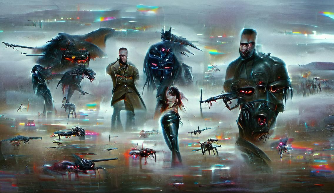 androids in a war with the cyber dinosaurs