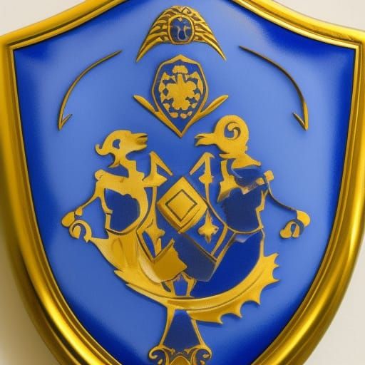 A family shield made from gold with blue background