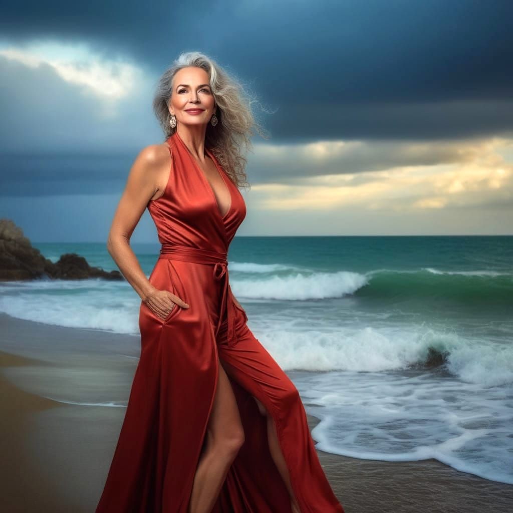 Sophisticated Middle-Aged Lady Radiates Inner Peace and Conf...