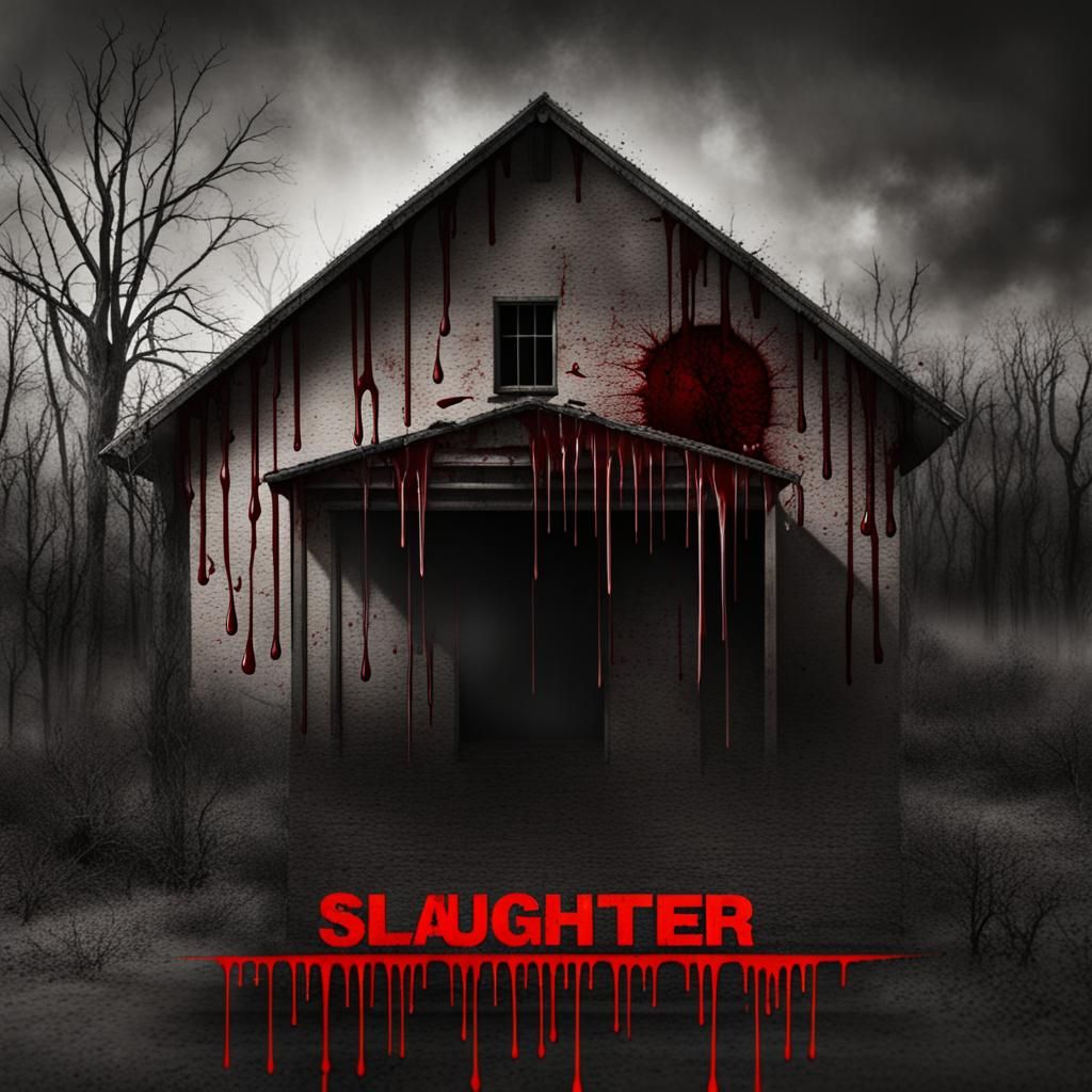 the word Slaughter House with dripping blood AI Generated Artwork NightCafe Creator
