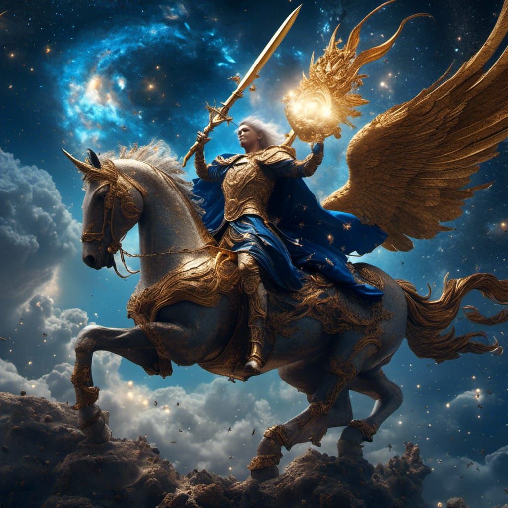 <lora:NC Hyperreal:1.0> Archangel michael flying through the...