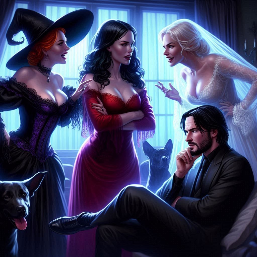 "I saw him first!"
"I want first bite"
"I want to possess him-or his body, at any rate"...