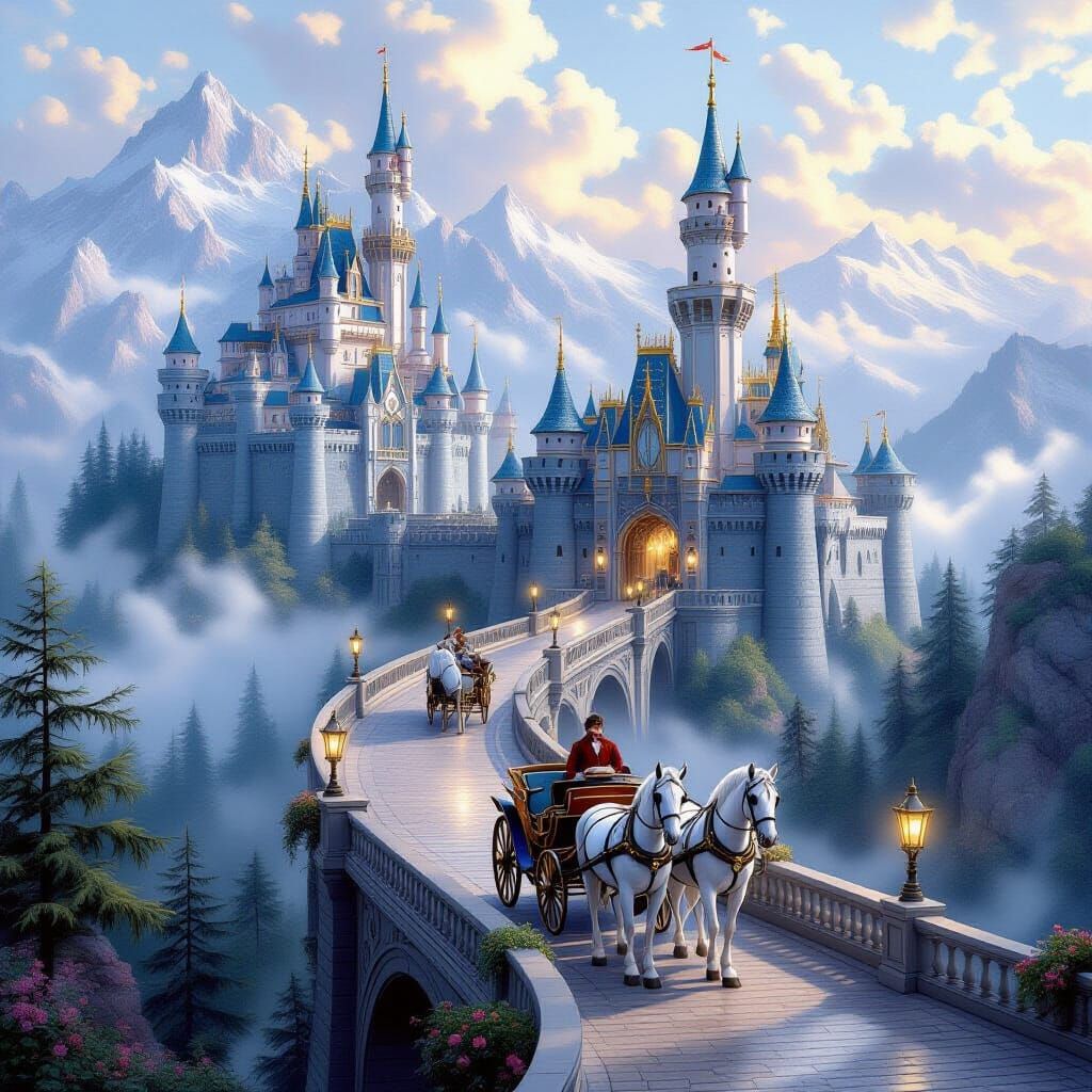 Colossal Bridge Connects Mountain Castles with Horse-Drawn C...