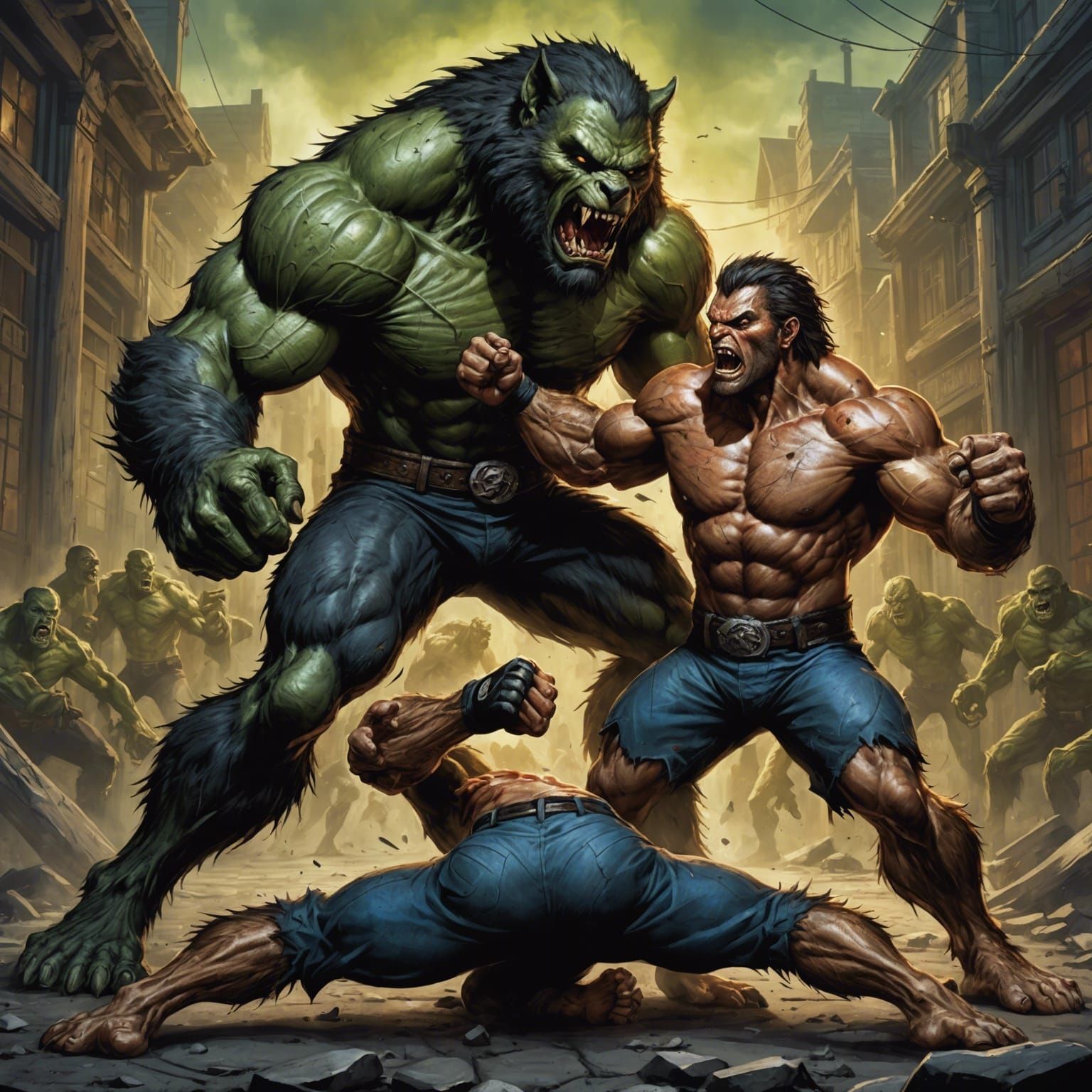 Werewolf MMA Fighter vs Frankenstein Monster