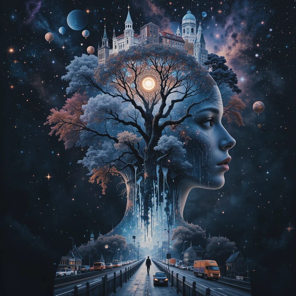 Double exposure portrait