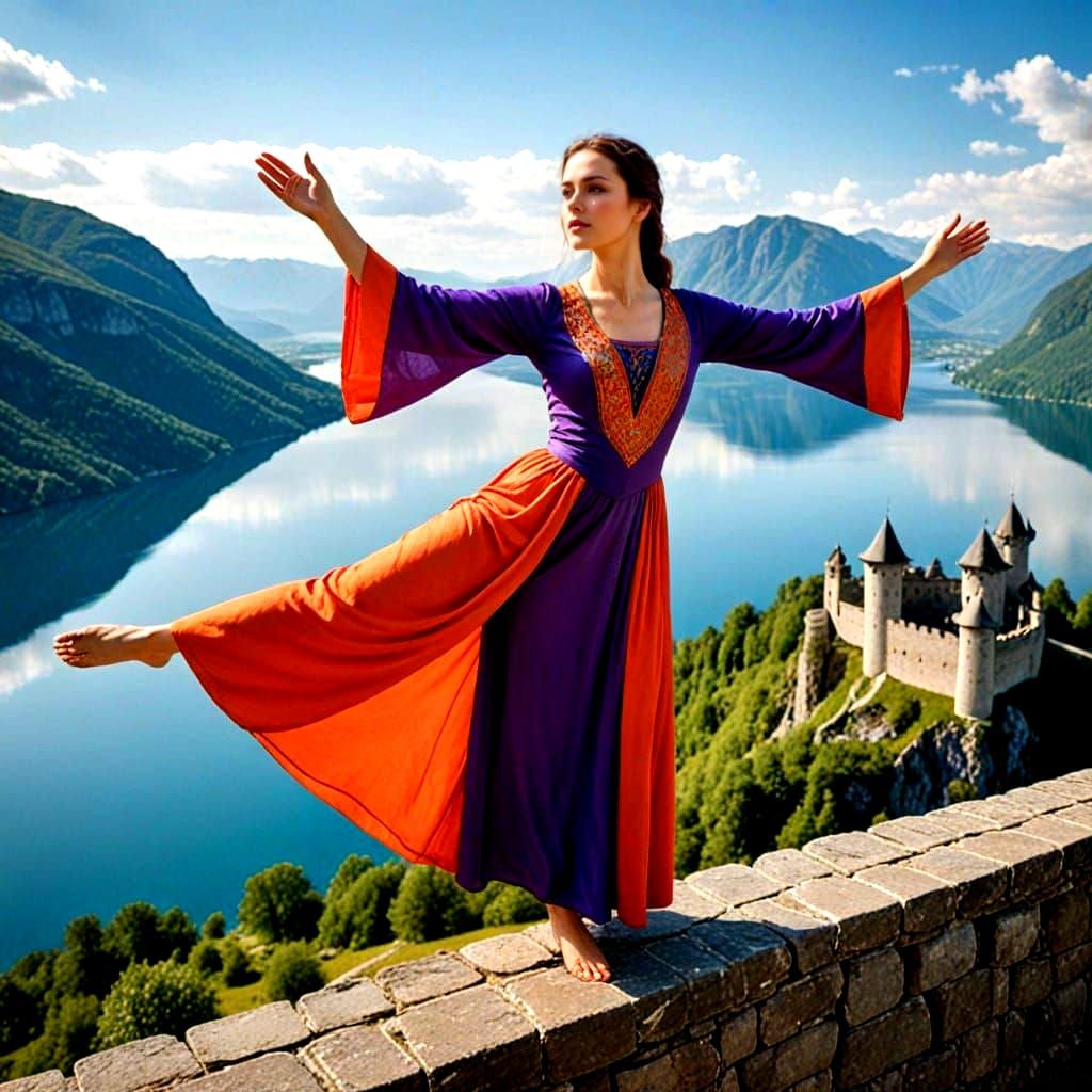 Elegant Medieval Lady in Vibrant Colors