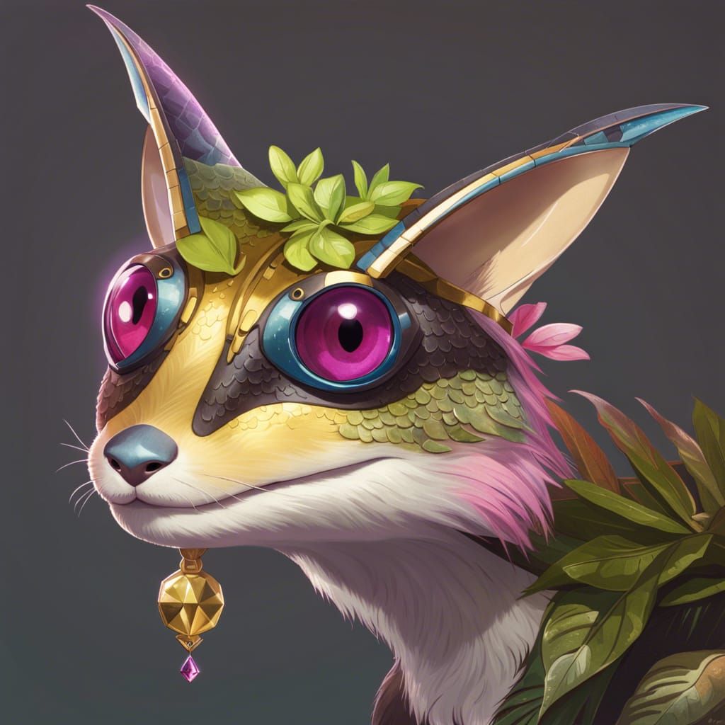 Fennec Gecko Hybrid Portrait in Hyperdetailed Style