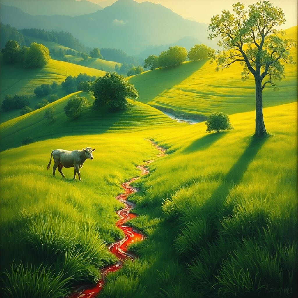 Magical Pastoral Landscape with Healing Light
