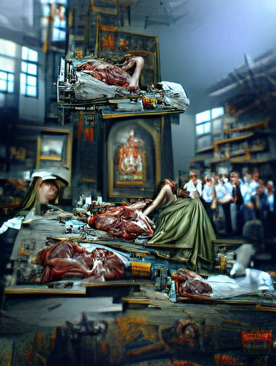 The Cadaver Empress | matte painting detailed painting hyperrealism renaissance painting Photorealism Rockwell vray carc...