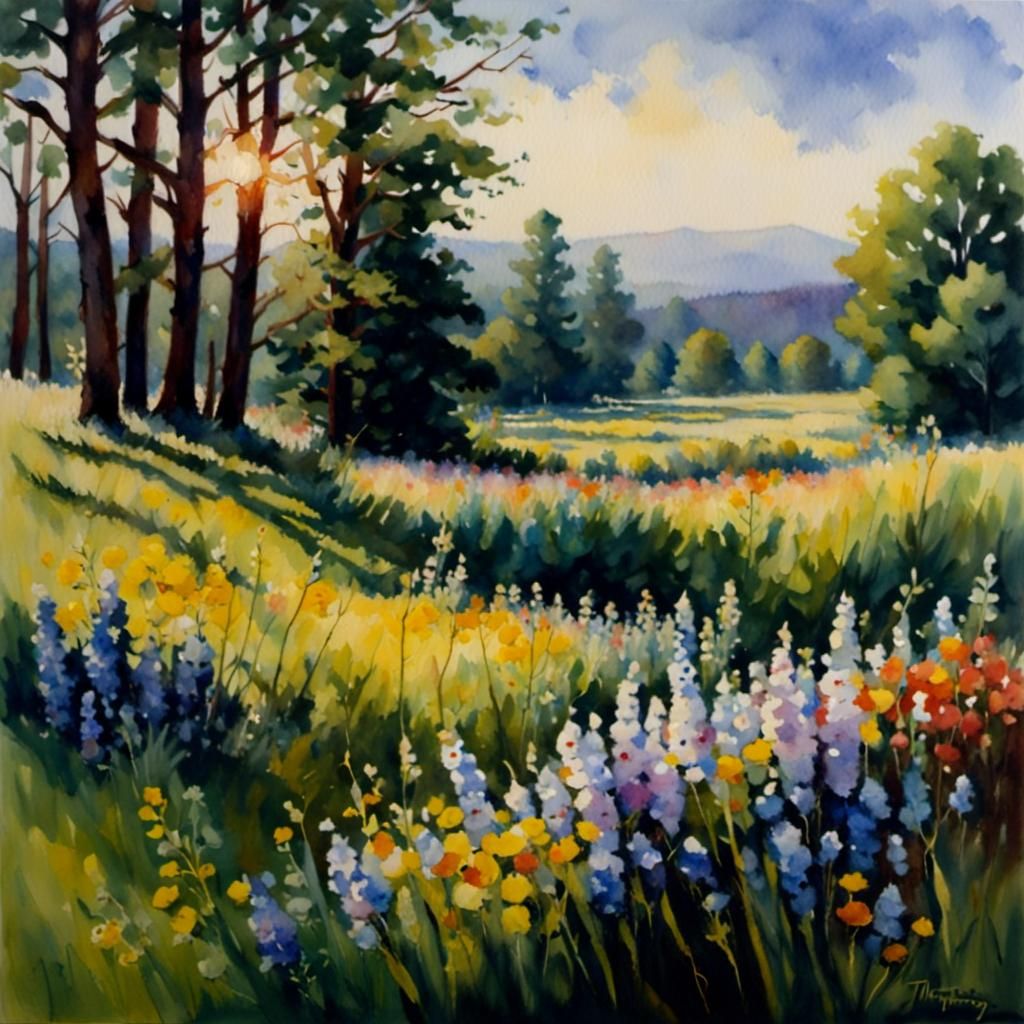 Wildflower meadow late afternoon