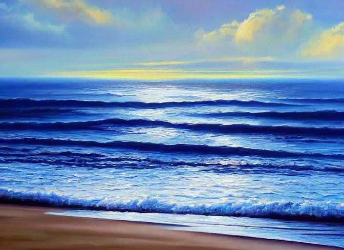 Beautiful luminous seascape painting by Andrew Tischler.