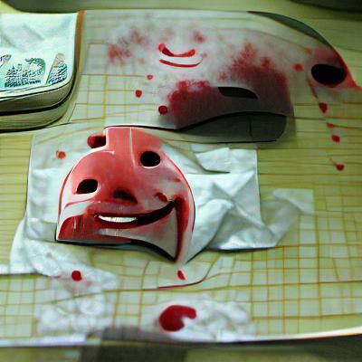 Smiling mask crying blood
